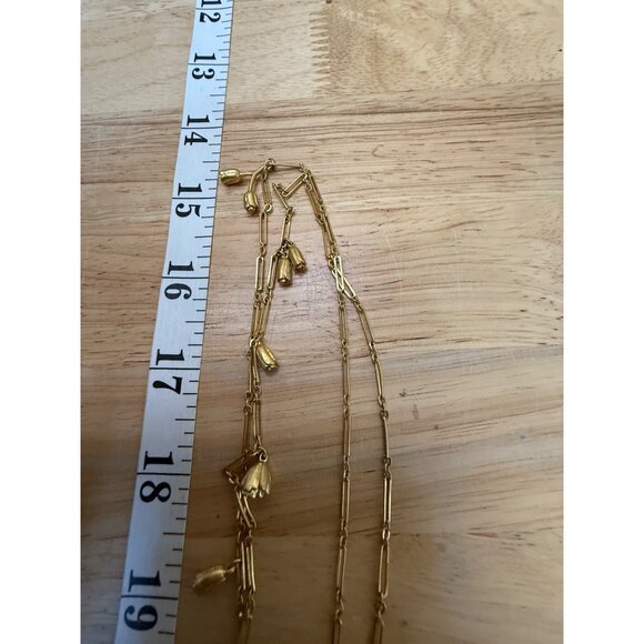 Madewell Gold-Tone Floral Drop Necklace - 22 Inches Long Lightweight Jewelry Pie - Picture 8 of 8